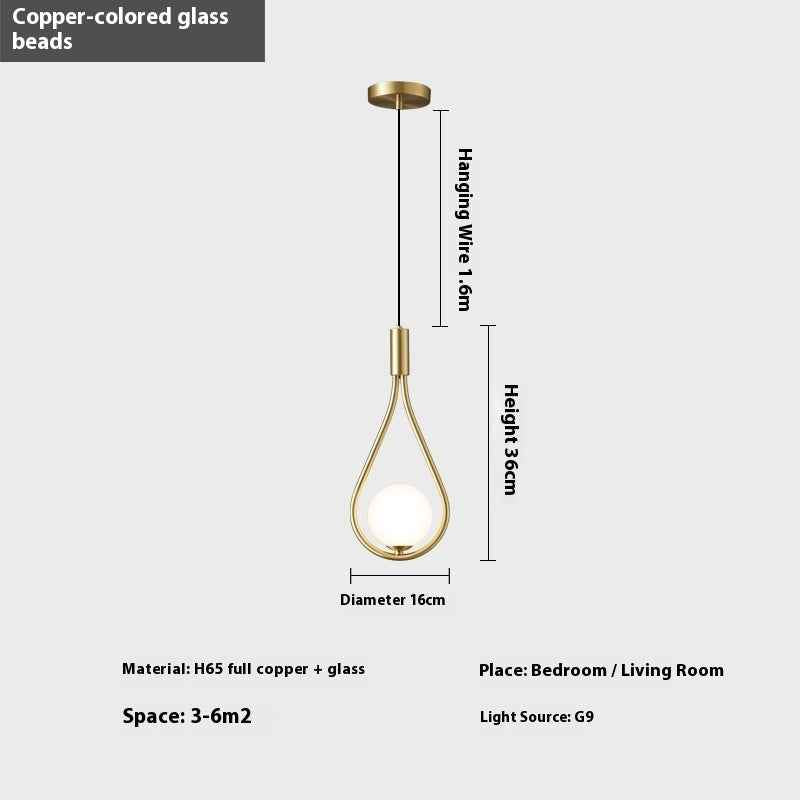 Copper Modern Minimalist Bedroom Bedside Chandelier