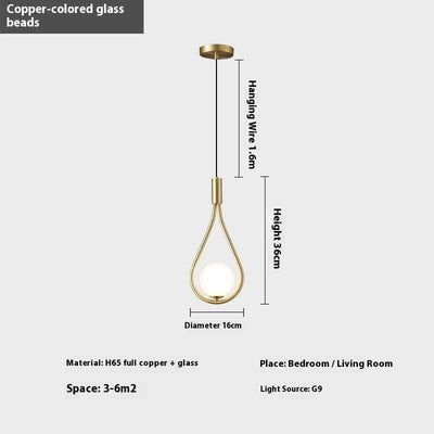 Copper Modern Minimalist Bedroom Bedside Chandelier