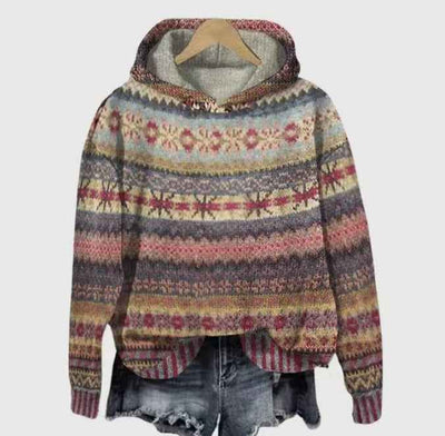 Print Christmas Holiday Casual Hooded Sweater