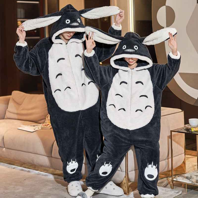 Women Men Pajama Winter Warm Sleepwear Couple Pajama