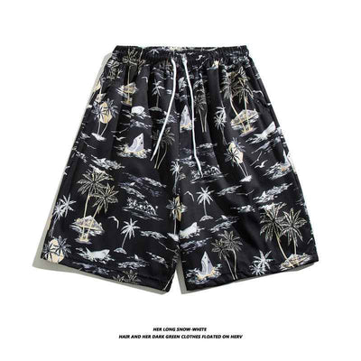 Summer Ice Silk Thin Floral Loose Straight Fashion Brand Casual Home Five-point Quick-drying Shorts