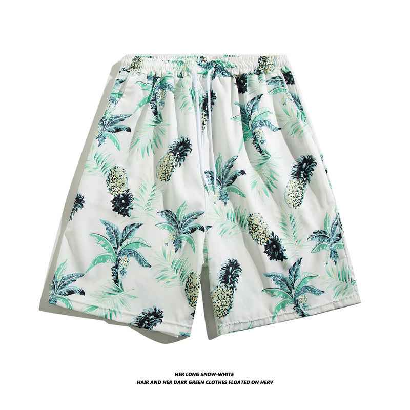 Summer Ice Silk Thin Floral Loose Straight Fashion Brand Casual Home Five-point Quick-drying Shorts