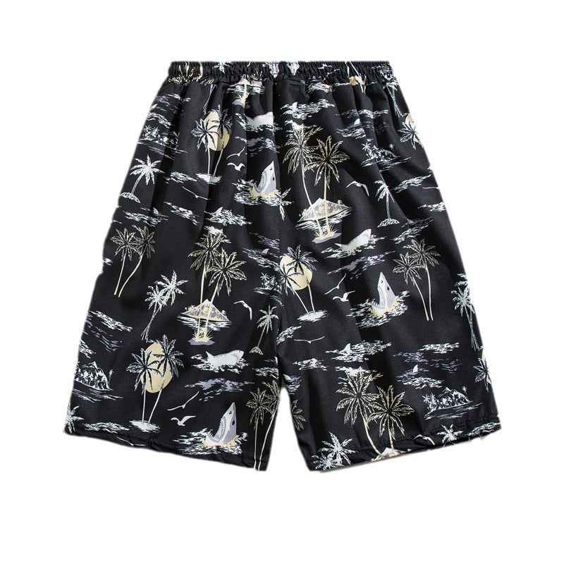 Summer Ice Silk Thin Floral Loose Straight Fashion Brand Casual Home Five-point Quick-drying Shorts