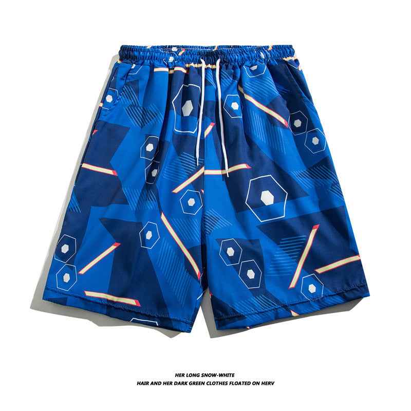 Summer Ice Silk Thin Floral Loose Straight Fashion Brand Casual Home Five-point Quick-drying Shorts