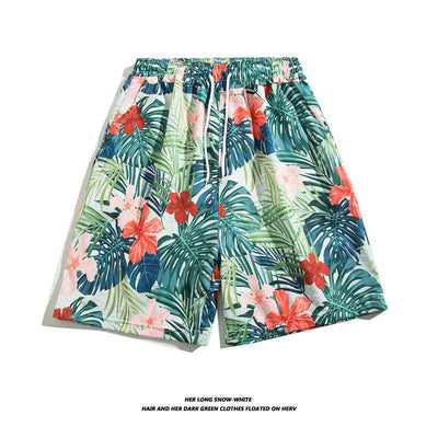 Summer Ice Silk Thin Floral Loose Straight Fashion Brand Casual Home Five-point Quick-drying Shorts