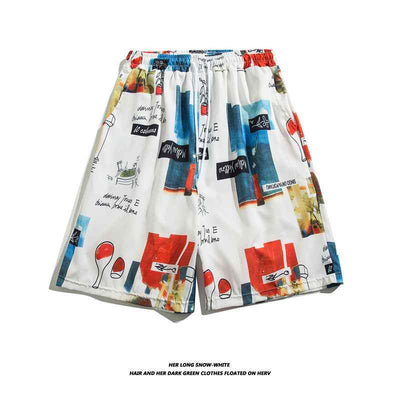 Summer Ice Silk Thin Floral Loose Straight Fashion Brand Casual Home Five-point Quick-drying Shorts