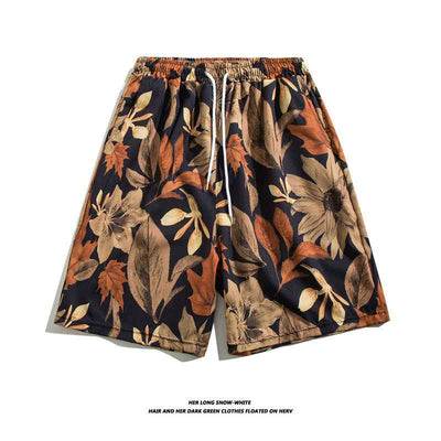 Summer Ice Silk Thin Floral Loose Straight Fashion Brand Casual Home Five-point Quick-drying Shorts