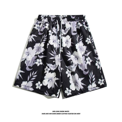 Summer Ice Silk Thin Floral Loose Straight Fashion Brand Casual Home Five-point Quick-drying Shorts