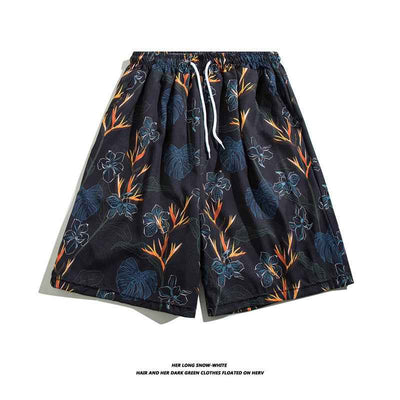 Summer Ice Silk Thin Floral Loose Straight Fashion Brand Casual Home Five-point Quick-drying Shorts