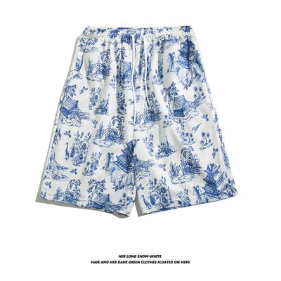 Summer Ice Silk Thin Floral Loose Straight Fashion Brand Casual Home Five-point Quick-drying Shorts
