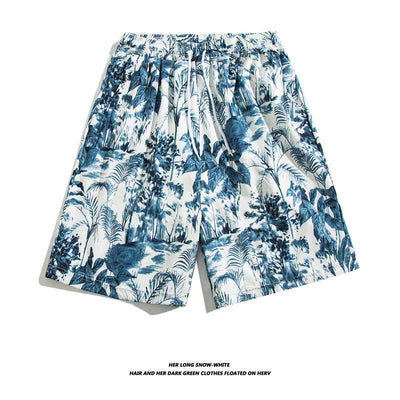 Summer Ice Silk Thin Floral Loose Straight Fashion Brand Casual Home Five-point Quick-drying Shorts