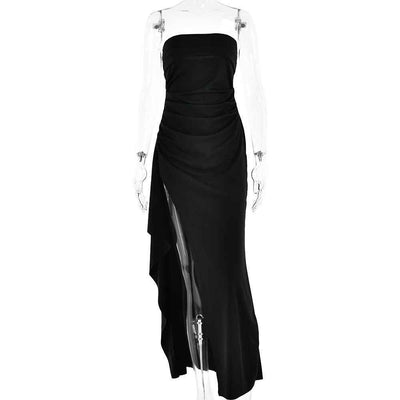 Evening Gown Women's One Neck Strapless Dress Fashionable And Sexy Backless High Slit Long Dress