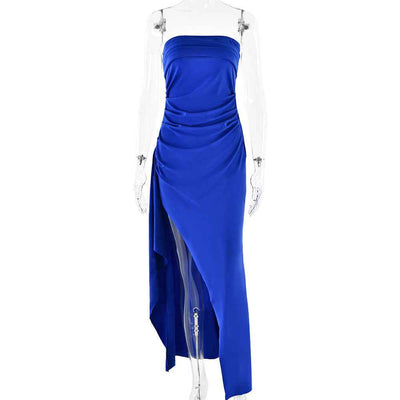 Evening Gown Women's One Neck Strapless Dress Fashionable And Sexy Backless High Slit Long Dress
