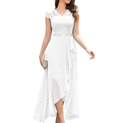 New Elegant Lace Party Dress, Ladies' Long Formal Evening Dress, Floral Embroidery Bridesmaid Dress