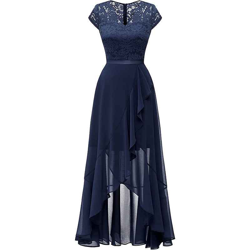 New Elegant Lace Party Dress, Ladies' Long Formal Evening Dress, Floral Embroidery Bridesmaid Dress