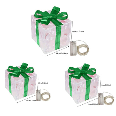 New Christmas Gift Box 3-piece Folding Christmas Gift Box Light Up Valentine Gift Box Christmas Lights