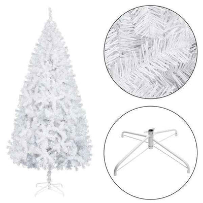 7FT White Christmas Tree With 950 Branches - Premium Artificial Spruce Hinged Snowy Solid White Christmas Tree Lightweight And Easy To Assemble With Christmas Tree Metal Stand