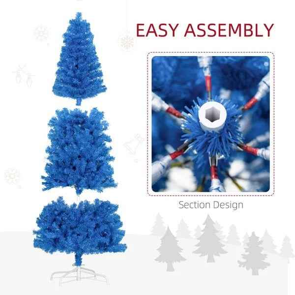 6FT Pencil Christmas Tree, Artificial Christmas Tree With Automatic Open For Home Party, Blue