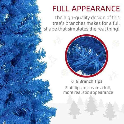 6FT Pencil Christmas Tree, Artificial Christmas Tree With Automatic Open For Home Party, Blue
