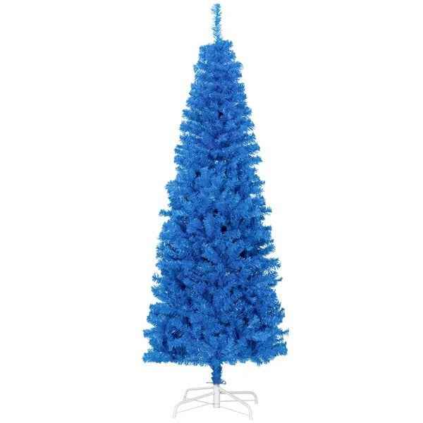 6FT Pencil Christmas Tree, Artificial Christmas Tree With Automatic Open For Home Party, Blue