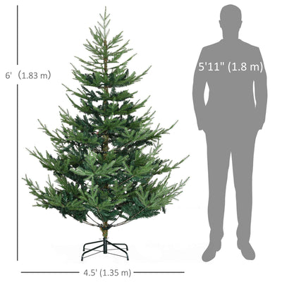 6ft Artificial Christmas Tree With Metal Base, Xmas Tree