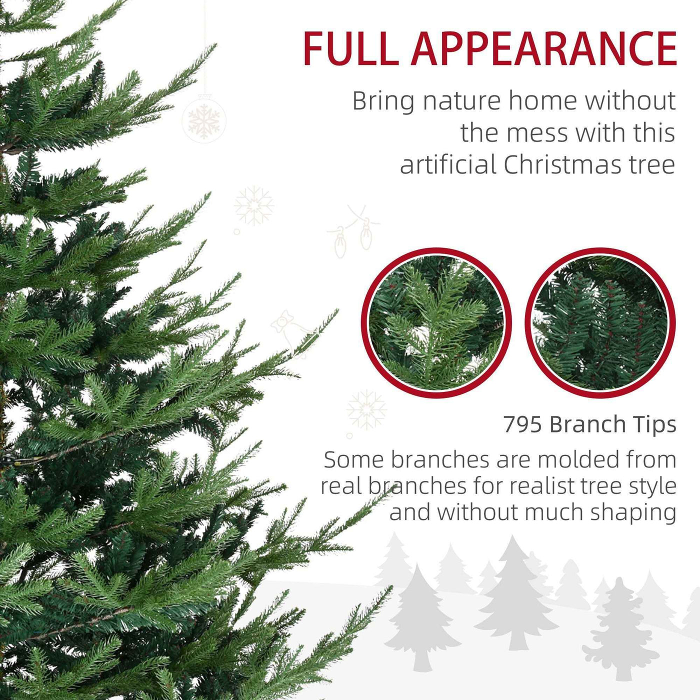 6ft Artificial Christmas Tree With Metal Base, Xmas Tree
