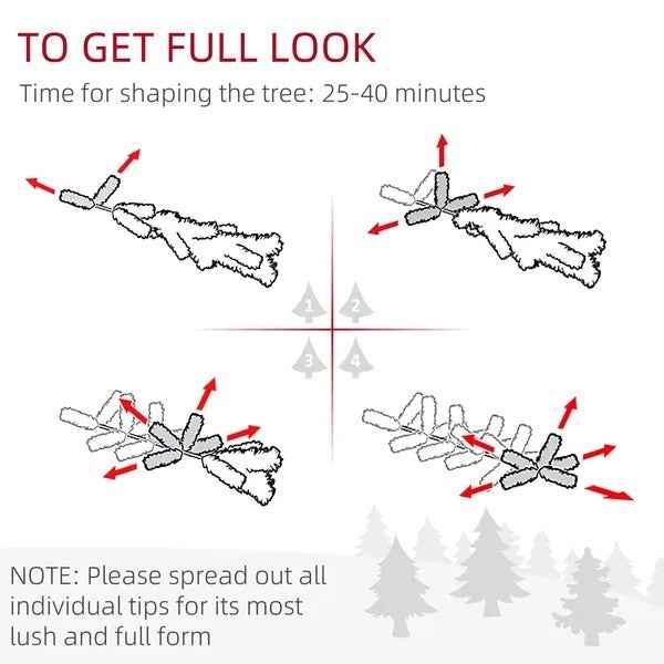 7.5ft Flocked Christmas Tree, Pencil Christmas Tree With Realistic Branch Tips, Folding Metal Stand, Green