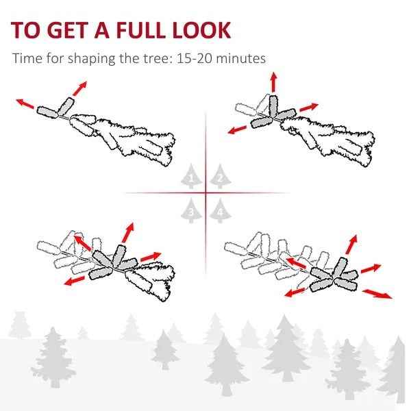 9ft Flocked Christmas Tree, Pencil Christmas Tree With Realistic Branch Tips, Folding Metal Stand, Green