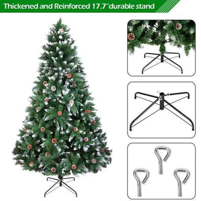 Christmas Tree 6FT 920 Branches Flocking Spray White Tree Plus Pine Cone