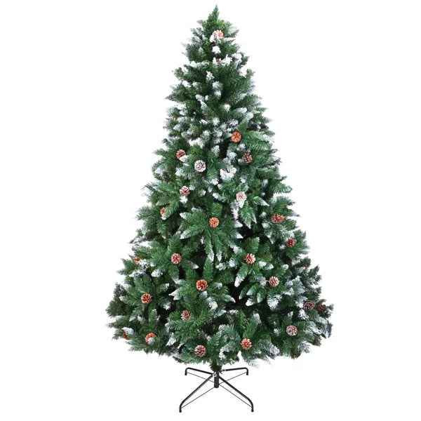Christmas Tree 6FT 920 Branches Flocking Spray White Tree Plus Pine Cone