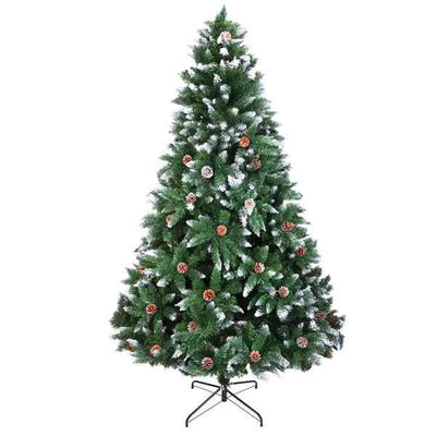 Christmas Tree 6FT 920 Branches Flocking Spray White Tree Plus Pine Cone
