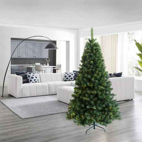 Pre-Installed Illuminated Christmas Tree 6 Foot Faux Hinged Christmas Tree With Foldable Stand