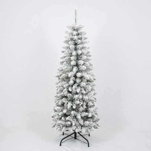 3 Pcs Flocked Artificial Christmas Tree Set With Lights, 4ft 5ft 6ft Christmas Snow Tree Set, Christmas Decor