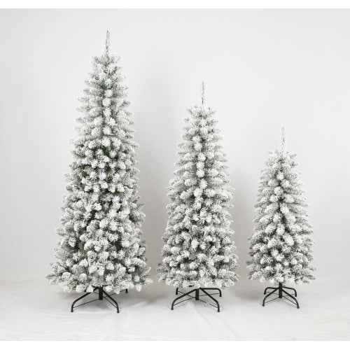3 Pcs Flocked Artificial Christmas Tree Set With Lights, 4ft 5ft 6ft Christmas Snow Tree Set, Christmas Decor