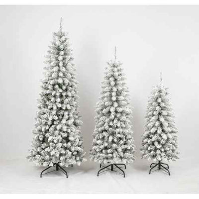 3 Pcs Flocked Artificial Christmas Tree Set With Lights, 4ft 5ft 6ft Christmas Snow Tree Set, Christmas Decor