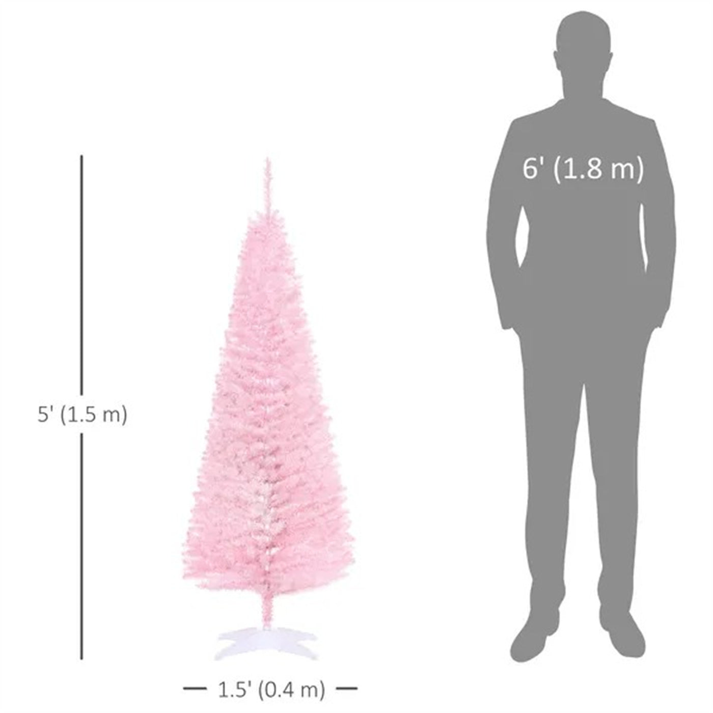 5FT Artificial Christmas Tree, Pencil Christmas Tree With Realistic Branches, Stable Stand-SHOPPORA