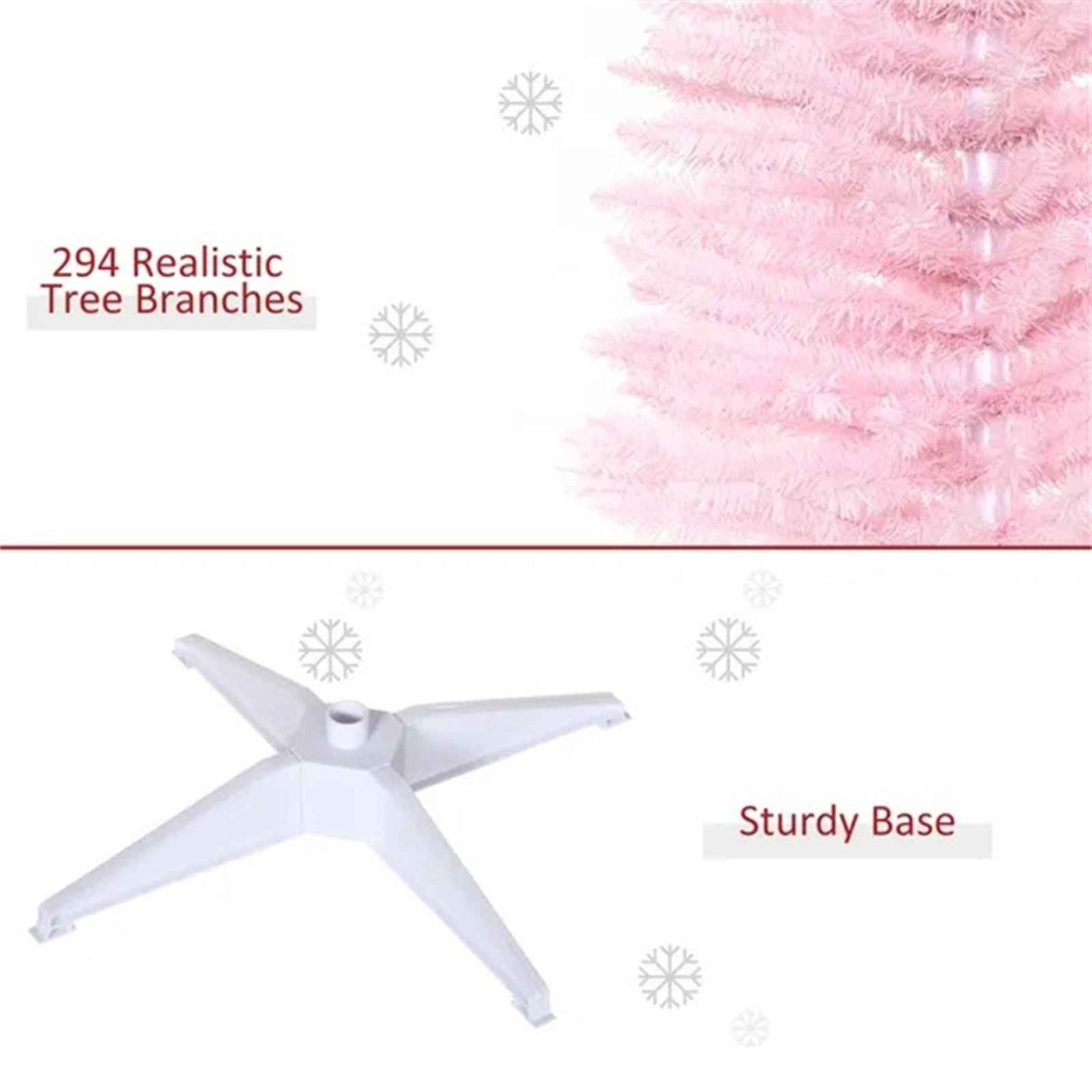 5FT Artificial Christmas Tree, Pencil Christmas Tree With Realistic Branches, Stable Stand