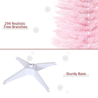 5FT Artificial Christmas Tree, Pencil Christmas Tree With Realistic Branches, Stable Stand