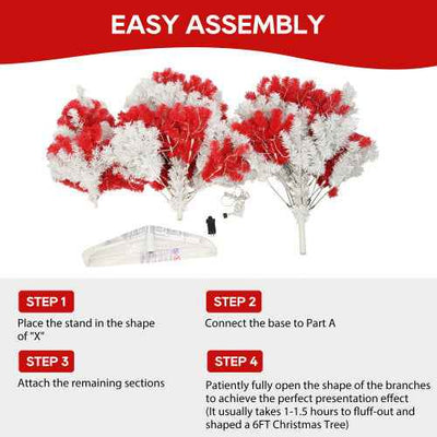 6ft Artificial Christmas Tree With 300 LED Lights And 900 Bendable Branches, Candy Cane Christmas Tree Holiday Decoration, Creative Decorated Trees, Xmas Tree Christmas Decorations