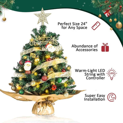 Mini Christmas Tree With LED Lights Small Artificial Christmas Tree Decoration