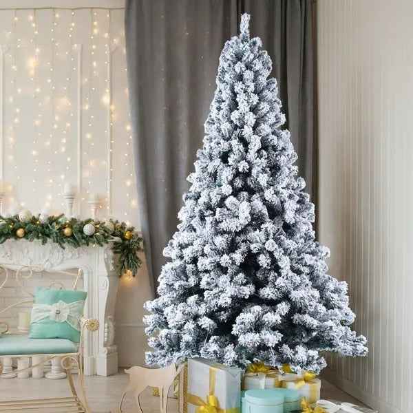 6ft Flocking Tied Light Christmas Tree