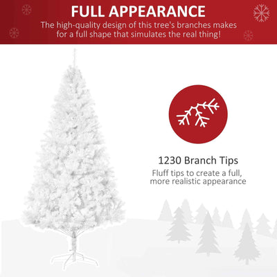 7ft White Christmas Tree Artificial Christmas Tree With 1230 Branch Tips And Metal Stand